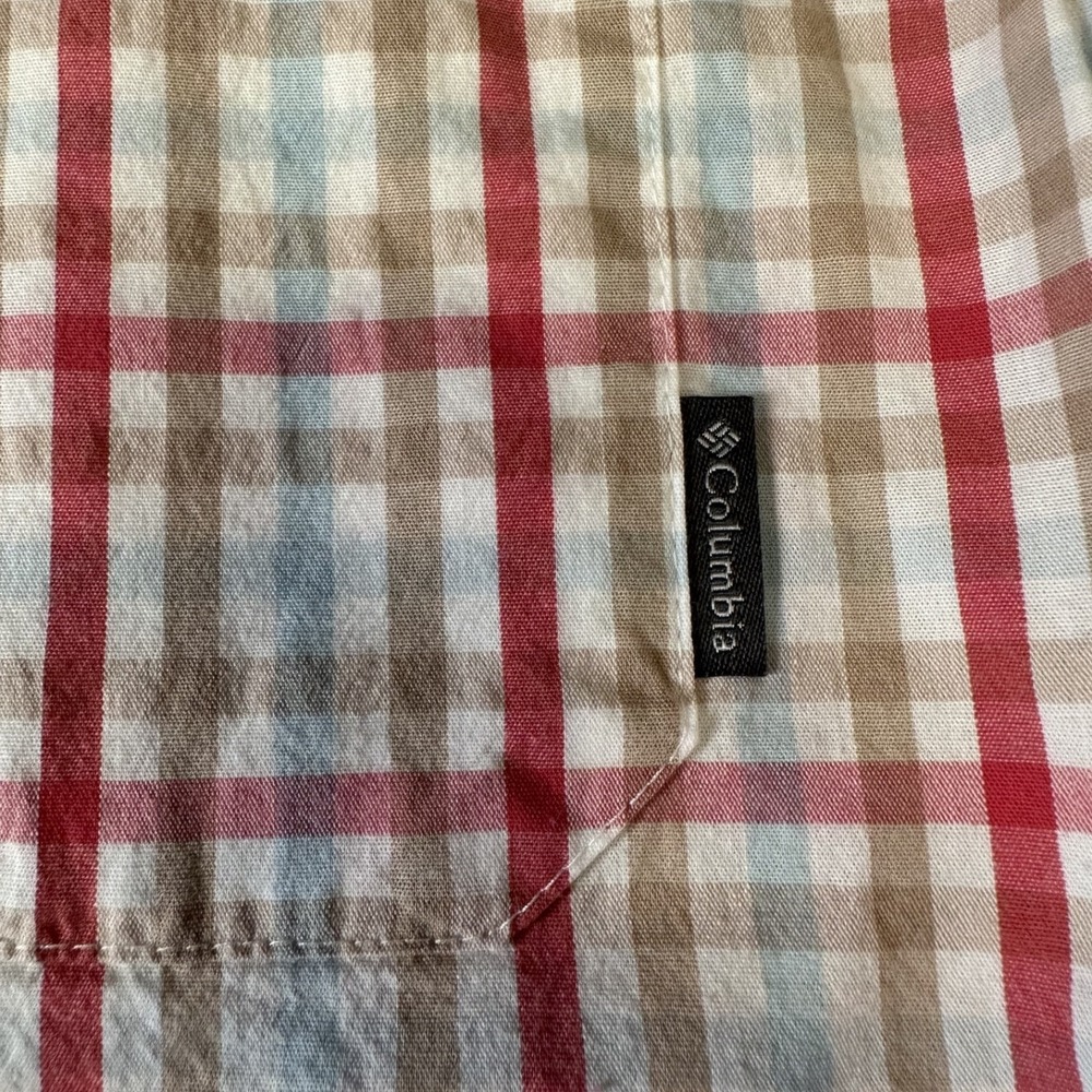Columbia Shirt Mens Large Short Sleeve Plaid Pockets Button Up Outdoors - Picture 4 of 6